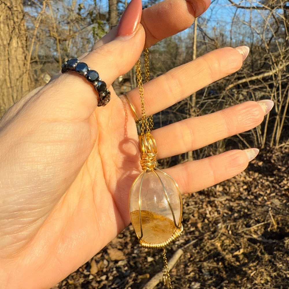 Golden Healer Quartz Crystal Necklace View 3